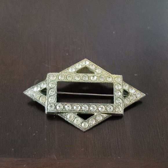 goody Jewelry Vintage Goody Art Deco Diamond Shaped Rhinestone